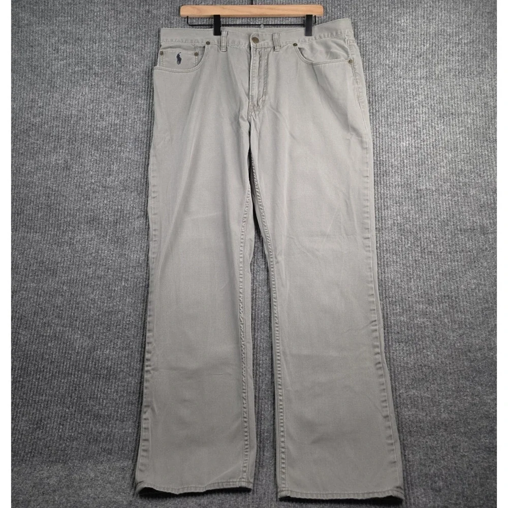 Polo Ralph Lauren Straight 650 Pants Mens 38x32 Gray Cotton Denim Style Y2K Gorp